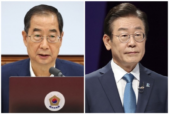 한덕수 국무총리(왼쪽)와 이재명 더불어민주당 대표. <연합뉴스>